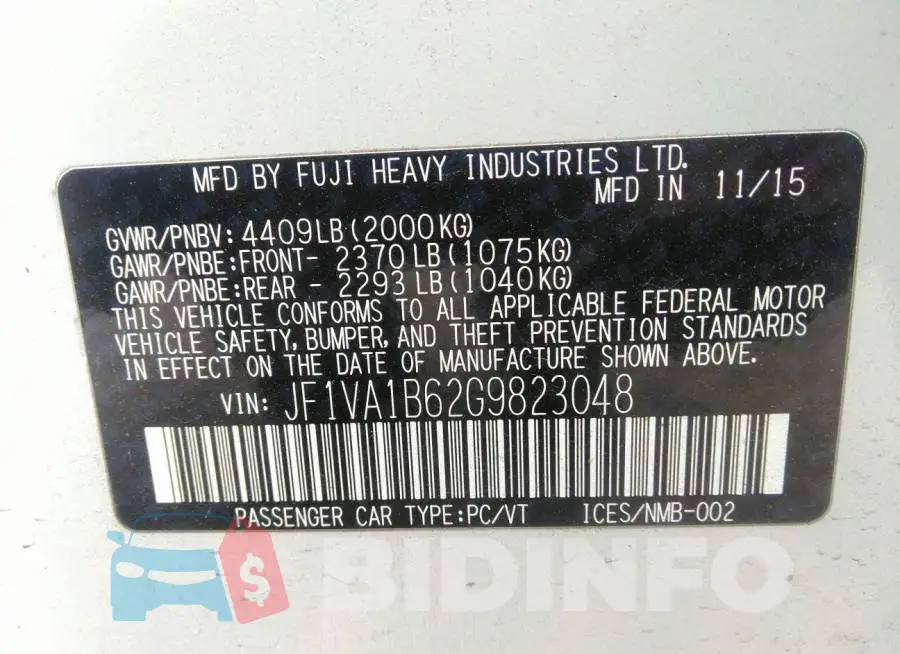 JF1VA1B62G9823048 Photo# 9