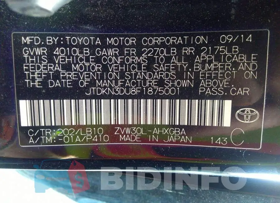 JTDKN3DU8F1875001 Photo# 9