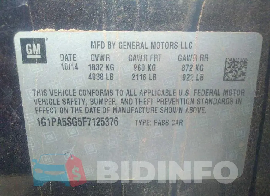 1G1PA5SG5F7125376 Photo# 9