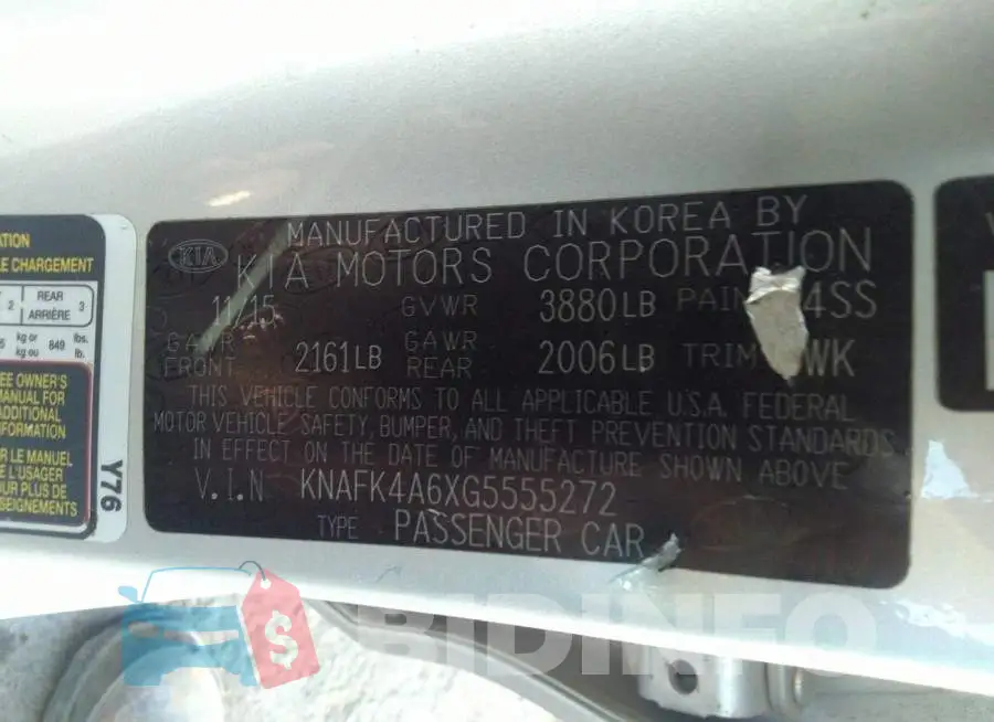KNAFK4A6XG5555272 Photo# 9