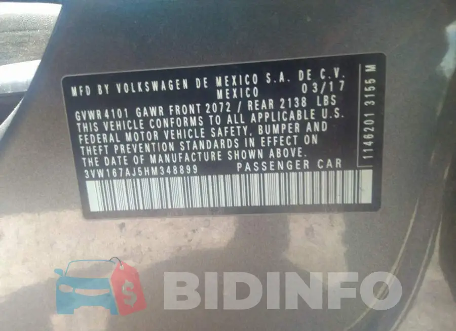 3VW167AJ5HM348899 Photo# 9
