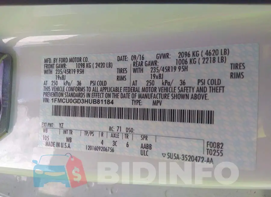 1FMCU0GD3HUB81184 Photo# 9