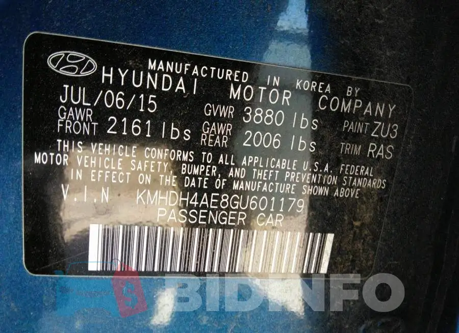 KMHDH4AE8GU601179 Photo# 9