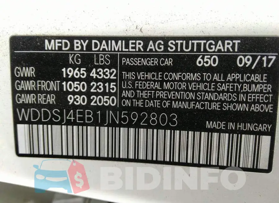 WDDSJ4EB1JN592803 Photo# 9