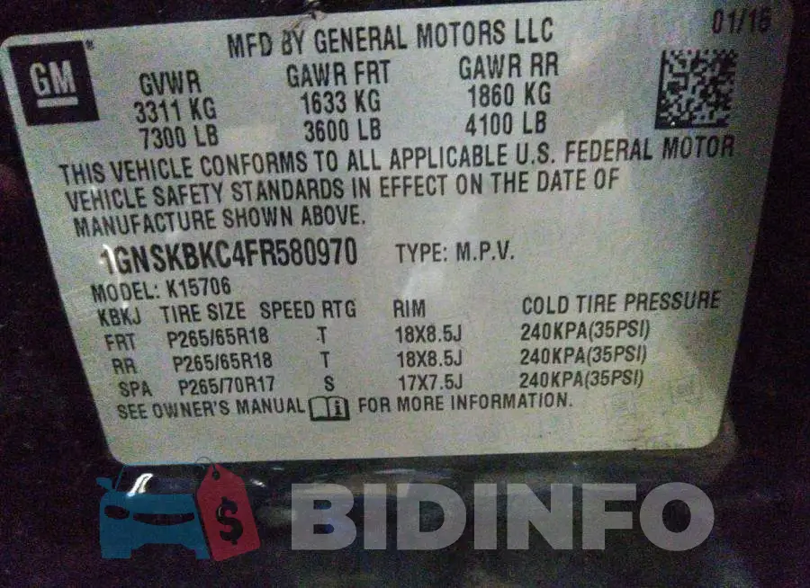 1GNSKBKC4FR580970 Photo# 9