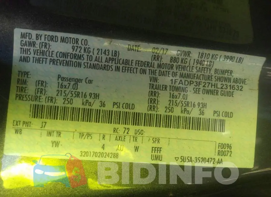 1FADP3F27HL231632 Photo# 9