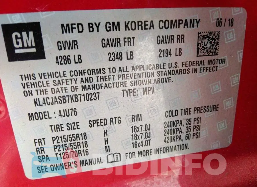KL4CJASB7KB710237 Photo# 9