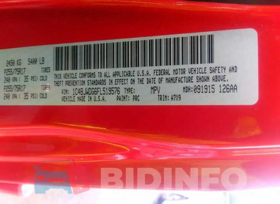 1C4BJWDG6FL519576 Photo# 9