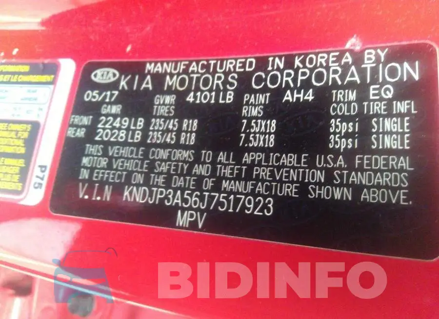 KNDJP3A56J7517923 Photo# 9