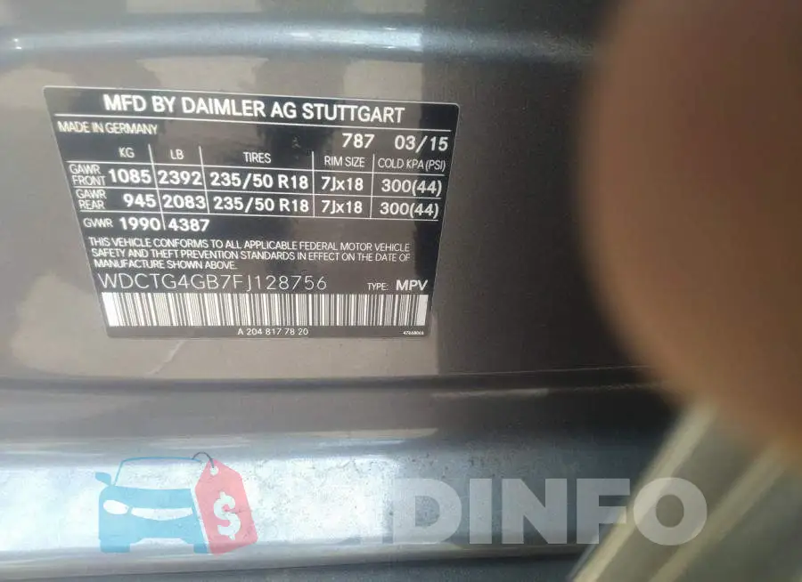 WDCTG4GB7FJ128756 Photo# 9