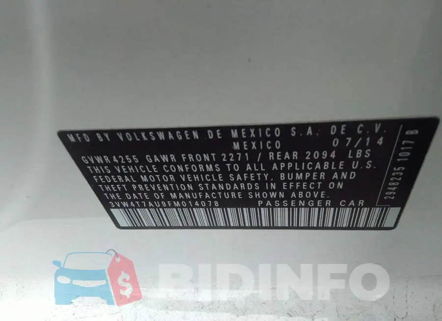 3VW4T7AU9FM014078 Photo# 9