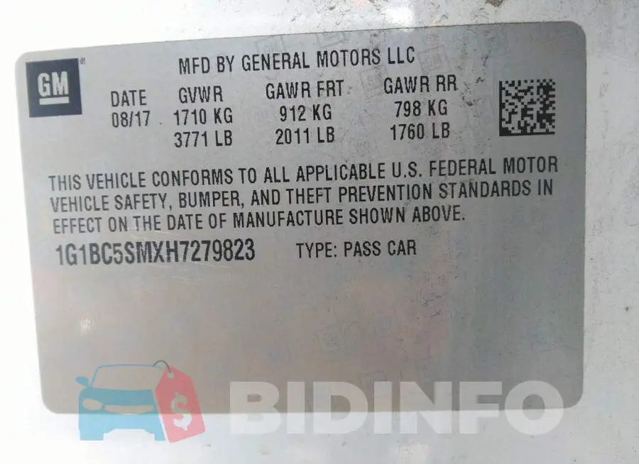 1G1BC5SMXH7279823 Photo# 9