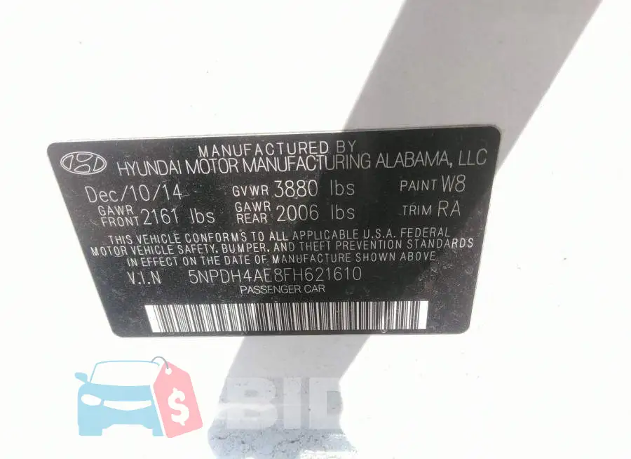 5NPDH4AE8FH621610 Photo# 9