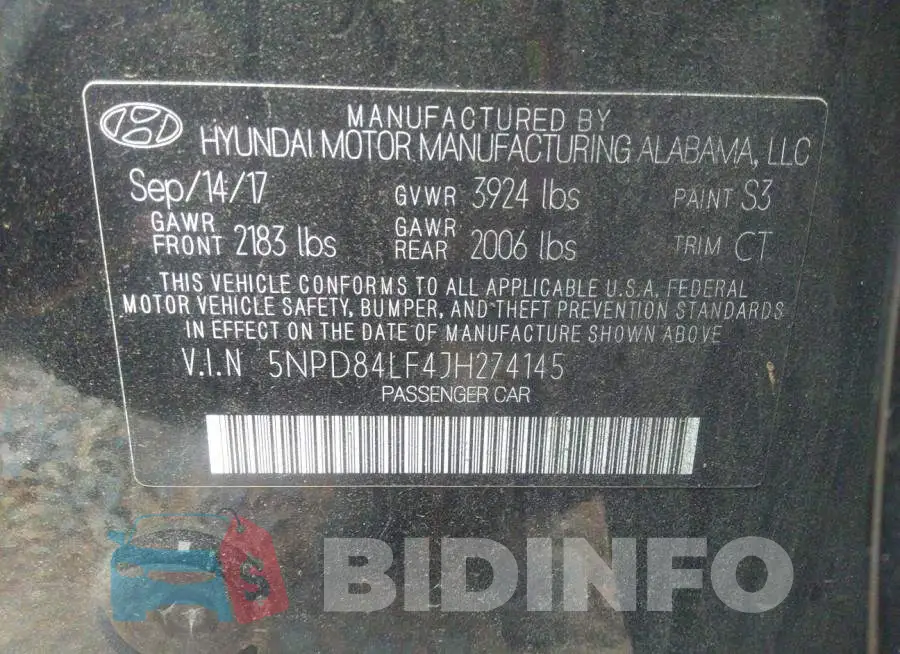 5NPD84LF4JH274145 Photo# 9