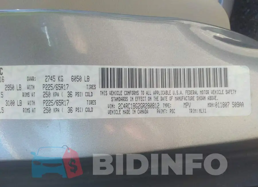 2C4RC1BG2GR280812 Photo# 9