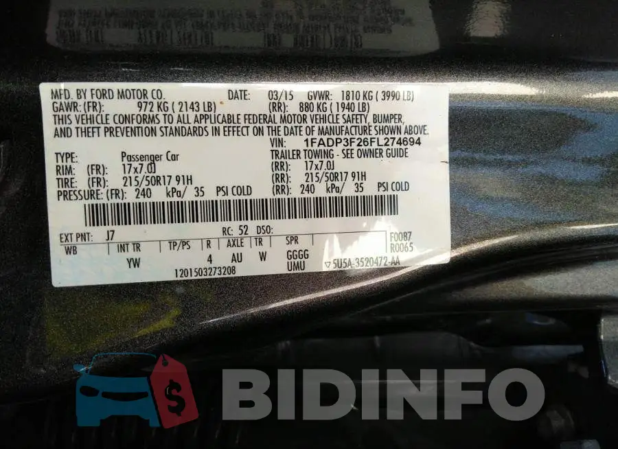 1FADP3F26FL274694 Photo# 9