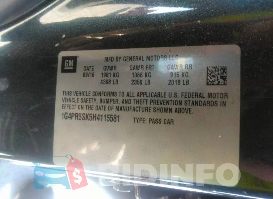 1G4PR5SK5H4115581 Photo# 9