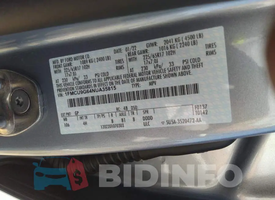 1FMCU9G64NUA35815 Photo# 9