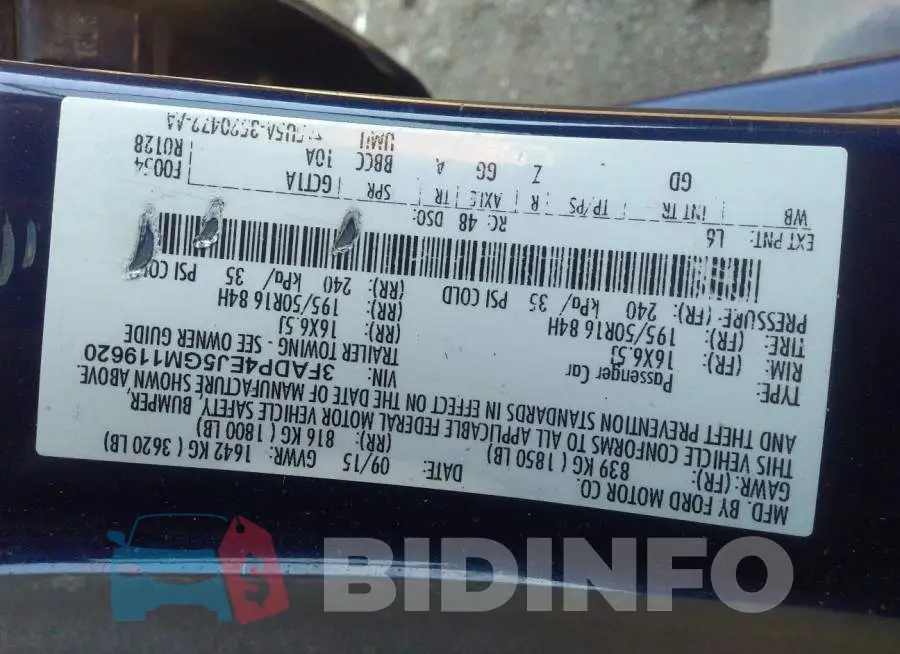 3FADP4EJ5GM119620 Photo# 9