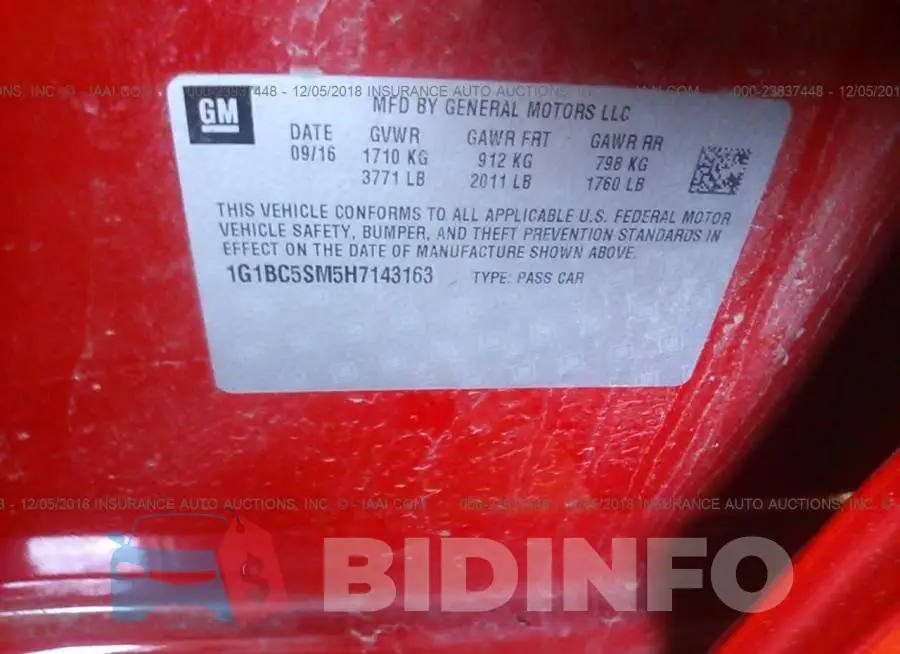 1G1BC5SM5H7143163 Photo# 9