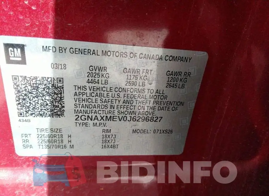 2GNAXMEV0J6296827 Photo# 9