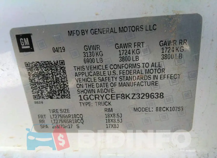 1GCRYCEF8KZ329638 Photo# 9