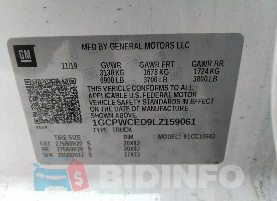 1GCPWCED9LZ159061 Photo# 9