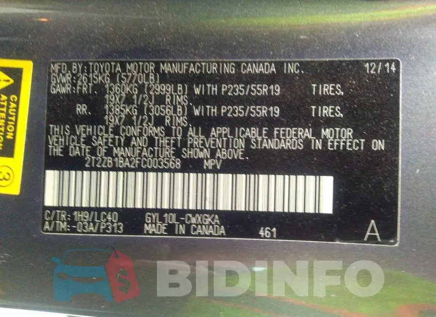 2T2ZB1BA2FC003568 Photo# 9