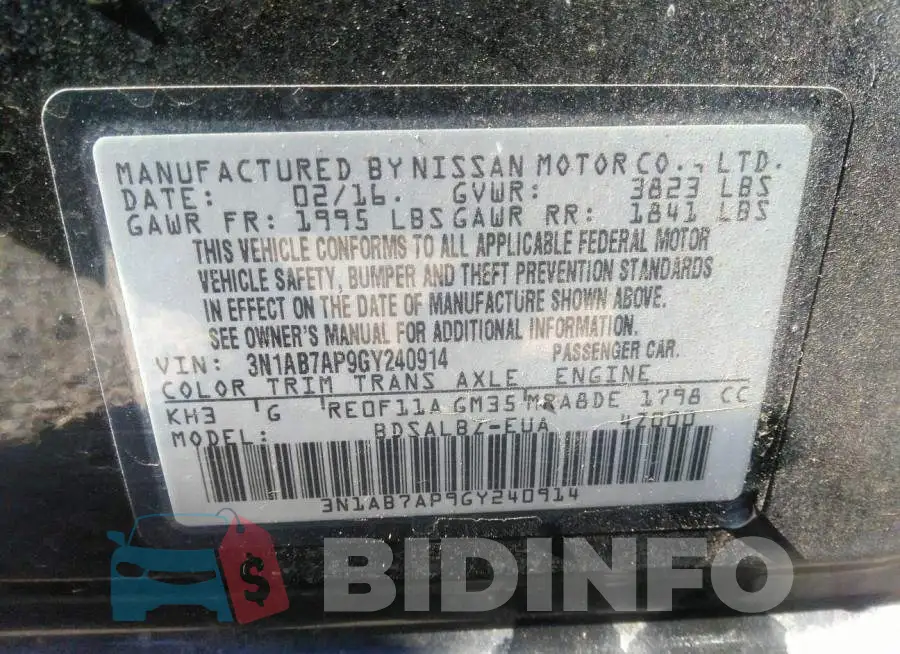 3N1AB7AP9GY240914 Photo# 9