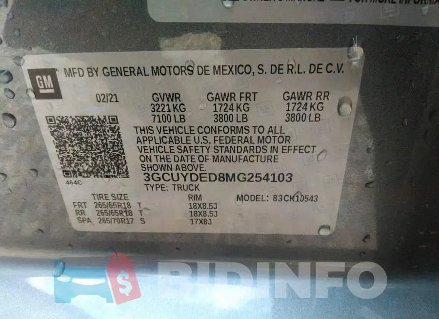 3GCUYDED8MG254103 Photo# 9