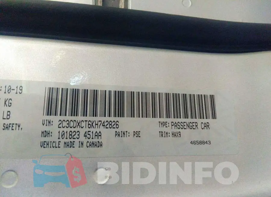 2C3CDXCT6KH742826 Photo# 9