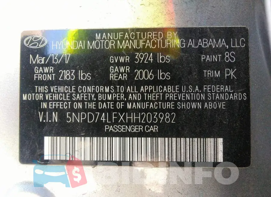 5NPD74LFXHH203982 Photo# 9
