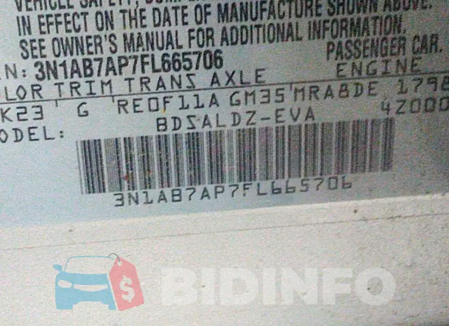 3N1AB7AP7FL665706 Photo# 9
