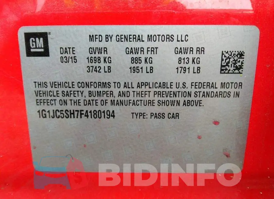 1G1JC5SH7F4180194 Photo# 9