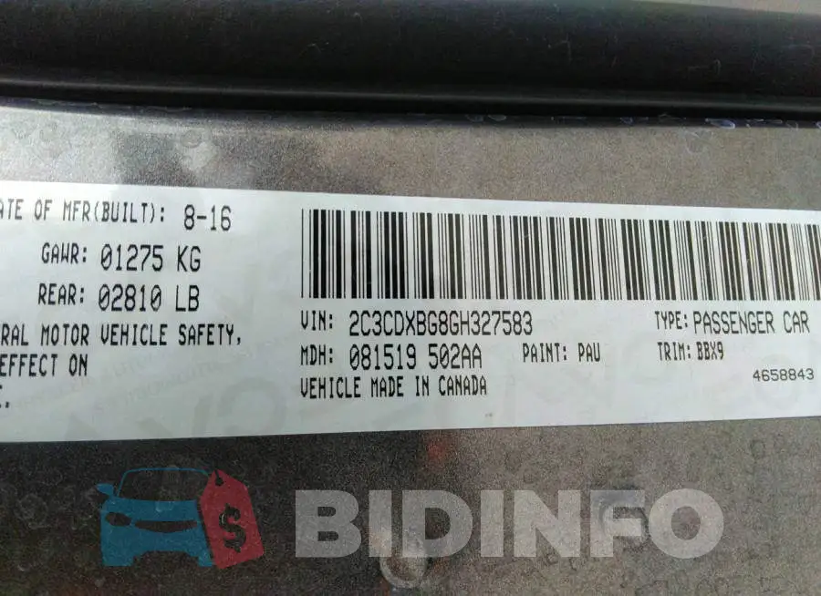 2C3CDXBG8GH327583 Photo# 9