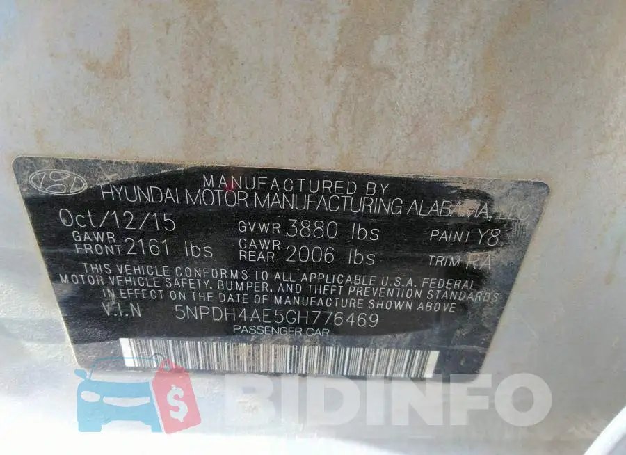 5NPDH4AE5GH776469 Photo# 9