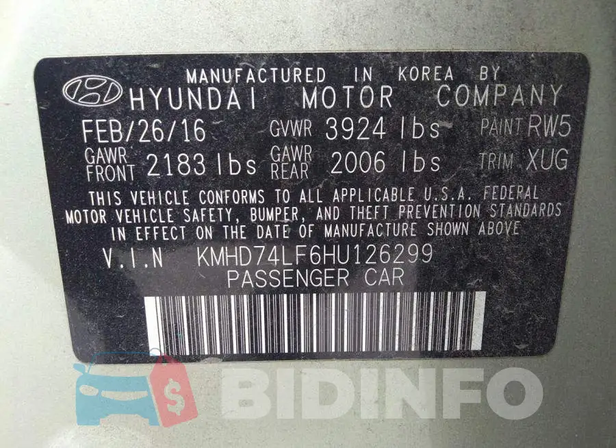 KMHD74LF6HU126299 Photo# 9