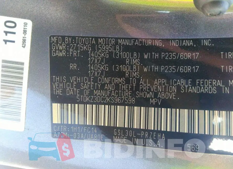 5TDKZ3DC2KS967598 Photo# 9