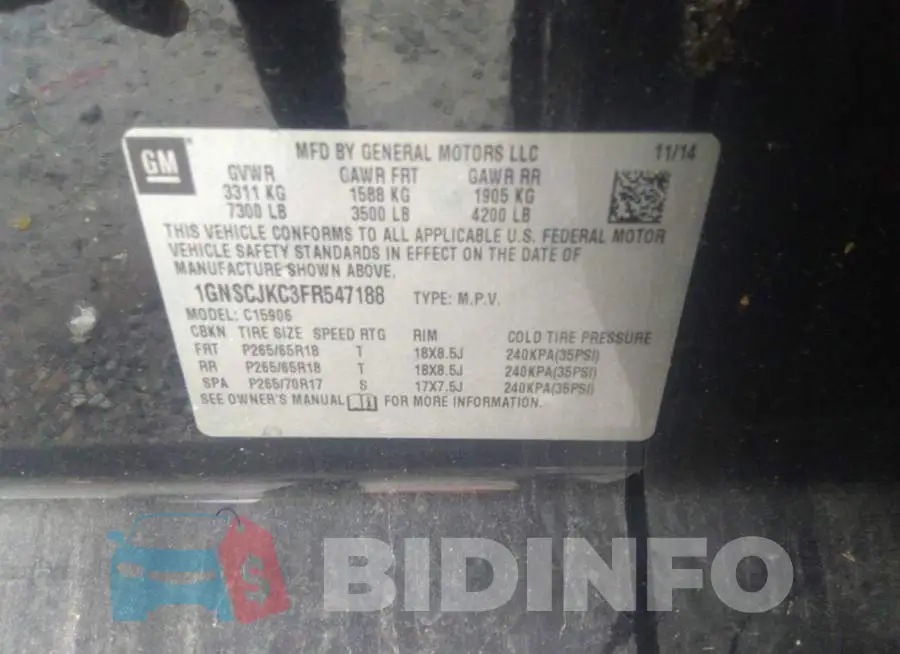 1GNSCJKC3FR547188 Photo# 9