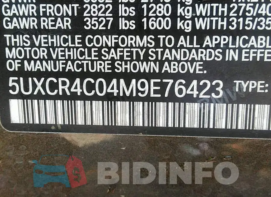 5UXCR4C04M9E76423 Photo# 9