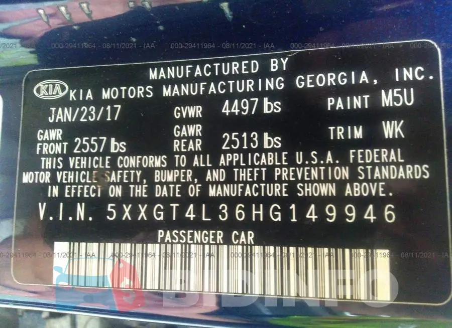 5XXGT4L36HG149946 Photo# 9