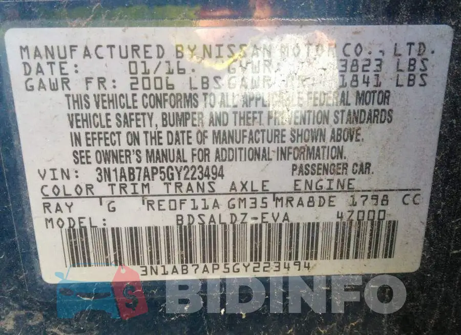 3N1AB7AP5GY223494 Photo# 9