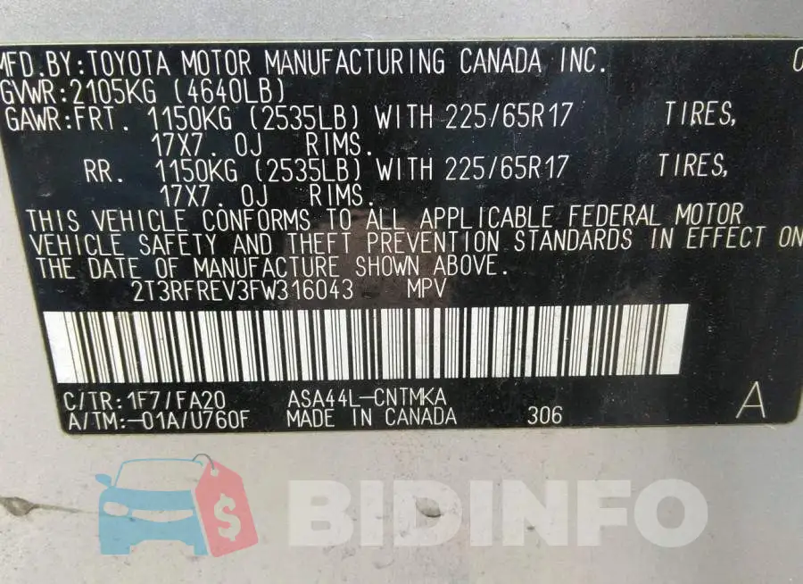 2T3RFREV3FW316043 Photo# 9