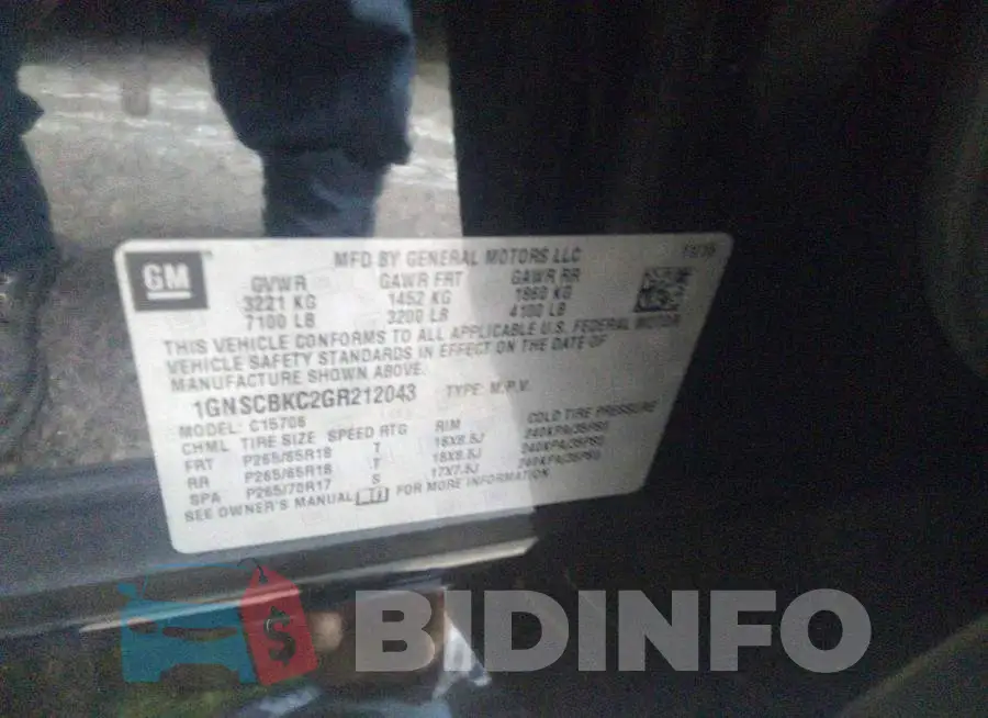 1GNSCBKC2GR212043 Photo# 9