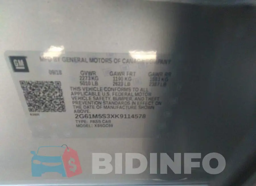 2G61M5S3XK9114578 Photo# 9