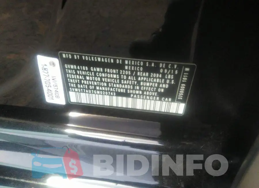 3VW5T7AU7GM020743 Photo# 9