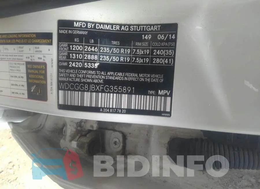 WDCGG8JBXFG355891 Photo# 9