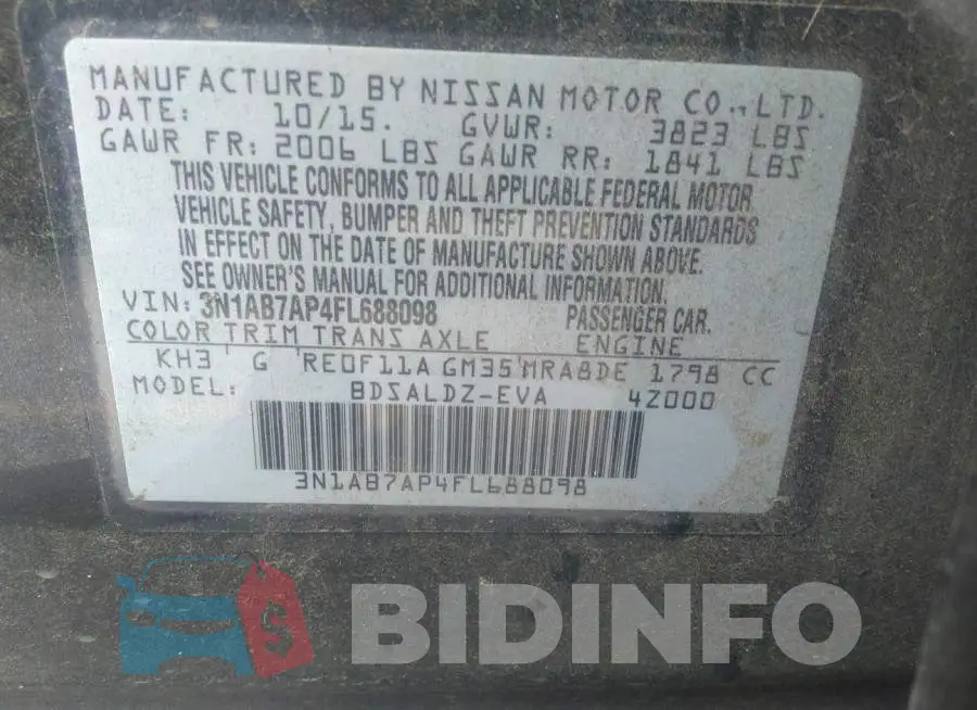 3N1AB7AP4FL688098 Photo# 9