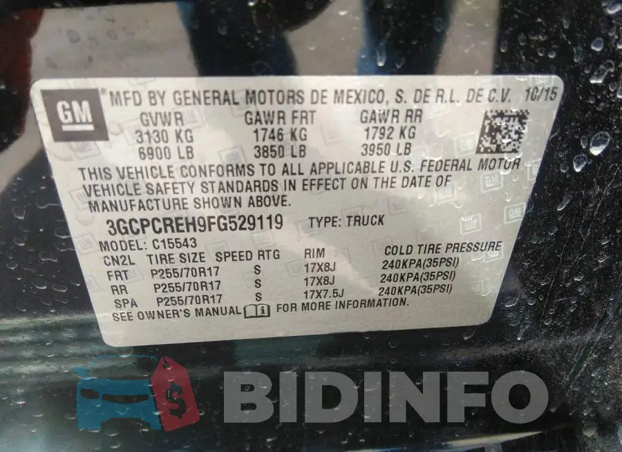 3GCPCREH9FG529119 Photo# 9