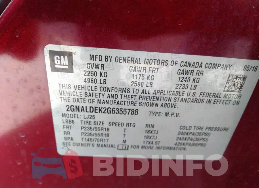 2GNALDEK2G6355788 Photo# 9